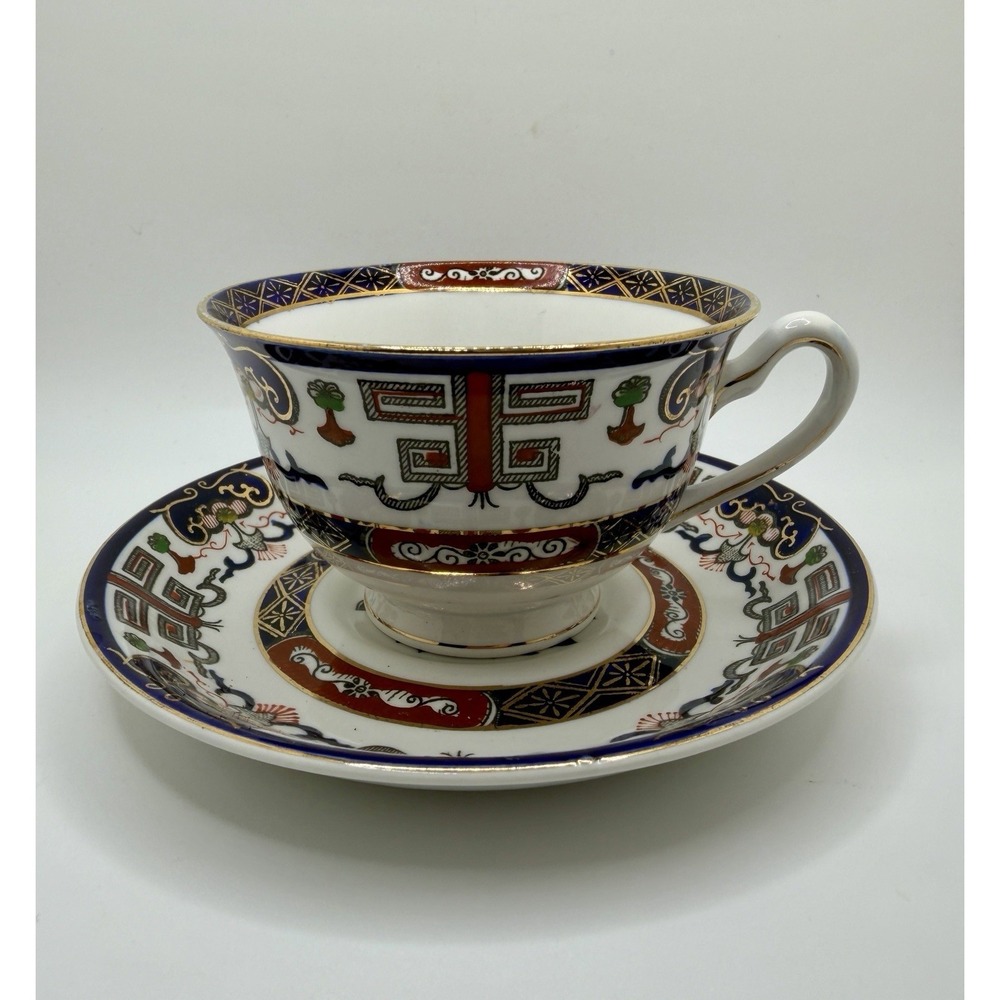 Ironstone Ware Occupied Japan Imari Style Teacup and‎ Saucer  Vintage 1940s